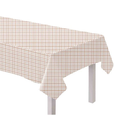 White Sand Gingham Paper Tablecover FSC 1.37m x 2.7m Each