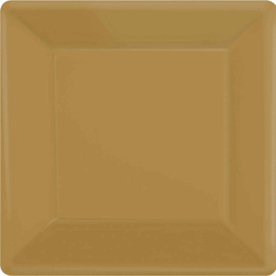 Gold NPC Square Paper Plates FSC 23cm 20pk