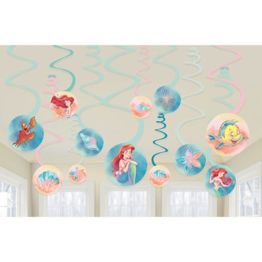 The Little Mermaid Spiral Swirls Hanging Decorations 12pk