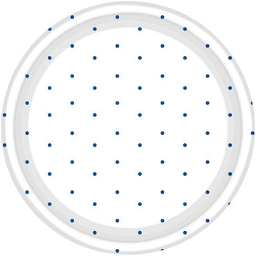 Bright Royal Blue Dots NPC Round Paper Plates FSC 17cm 8pk