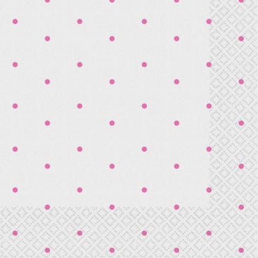 Bright Pink Dots Beverage Napkins 2-Ply FSC 16pk