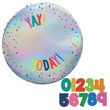 Multi-Coloured Badge Add-An-Age Yay! Today! 15cm 12pk