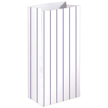New Purple Stripe Paper Treat Bags FSC 21cm x 13cm x 8cm 8pk