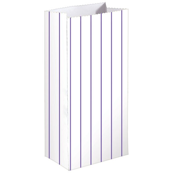 New Purple Stripe Paper Treat Bags FSC 21cm x 13cm x 8cm 8pk