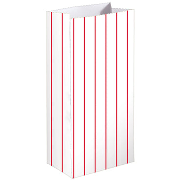 Apple Red Stripe Paper Treat Bags FSC 13cm x 25cm x 7.5cm 8pk
