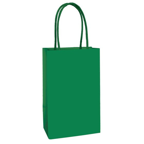 Festive Green Paper Kraft Bag FSC 21cm x 13cm x 8cm 8pk