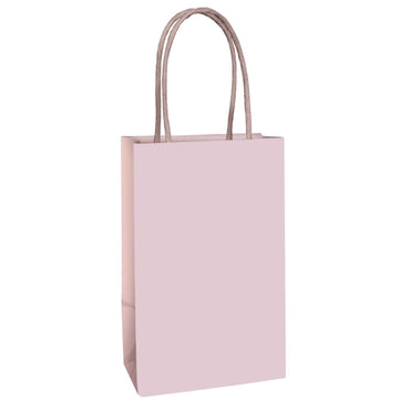 Pastel Pink Paper Kraft Bag FSC 21cm x 13cm x 8cm 8pk