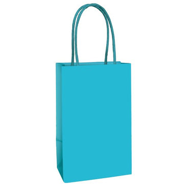 Caribbean Blue Paper Kraft Bag FSC 21cm x 13cm x 8cm 8pk