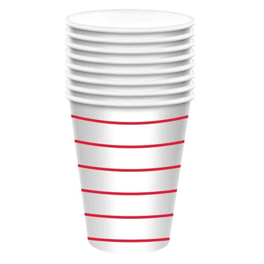 Apple Red HC Stripe Paper Cups FSC 266ml 8pk