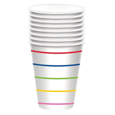 Rainbow HC Stripe Paper Cups FSC 266ml 8pk