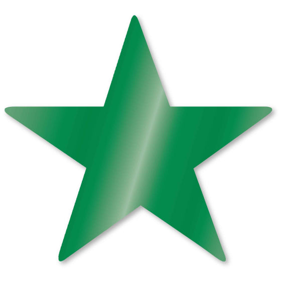 Festive Green Foil Star Cutouts 12cm 5pk