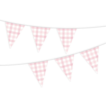 Pastel Pink Gingham Paper Bunting FSC Each