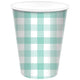 Pastel Mint Gingham HC Paper Cup FSC 266ml 8pk