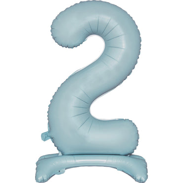 Pastel Blue Large Number 2 Air Filled Standing Foil Balloon 76cm Each