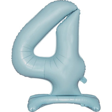 Pastel Blue Large Number 4 Air Filled Standing Foil Balloon 76cm Each