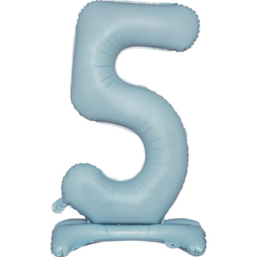 Pastel Blue Large Number 5 Air Filled Standing Foil Balloon 76cm Each