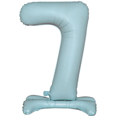 Pastel Blue Large Number 7 Air Filled Standing Foil Balloon 76cm Each