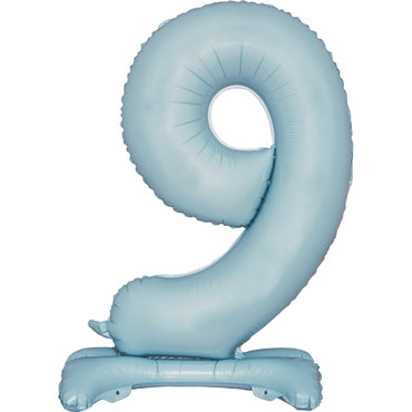 Pastel Blue Large Number 9 Air Filled Standing Foil Balloon 76cm Each