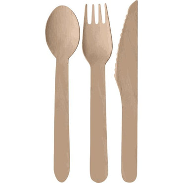 Natural Wooden Cutlery Set FSC 24pk