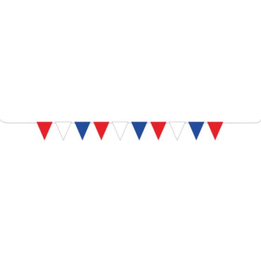 Patriotic Red, White & Blue Pennant Banner FSC 5m Each