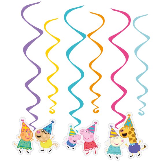 Peppa's Party Spiral Decorations 6pk