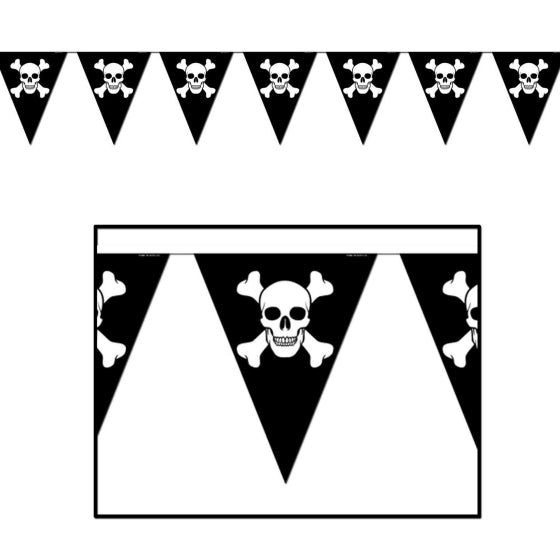 Pirate Jolly Roger Pennant Banner 3.66m x 28cm Each