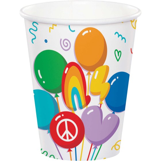 Bubbly Birthday Paper Cups 266ml 8pk