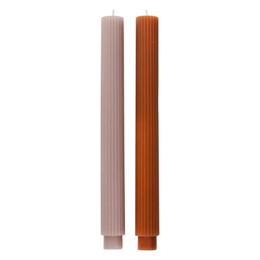 Cosy Copper Christmas Ribbed Dinner Candles 27cm 2pk