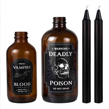 Deadly Soiree Candle Holders with Black Dinner Candles 3pk