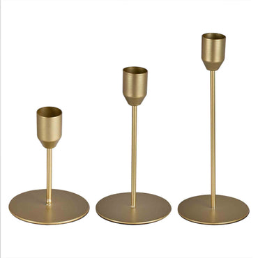 Deadly Soiree Gold Dinner Candle Stick Holders 3pk