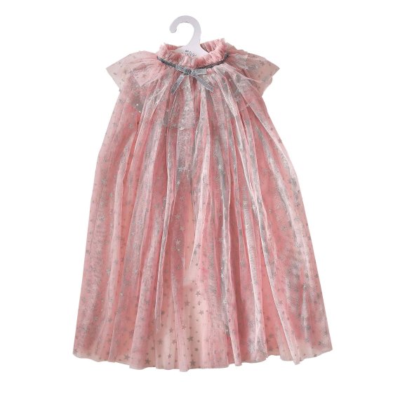 Fancy Dress Pink & Silver Sparkle Fairy Princess Costume Cape