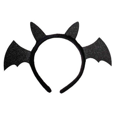 Fancy Dress Black Sparkle Bat Headband