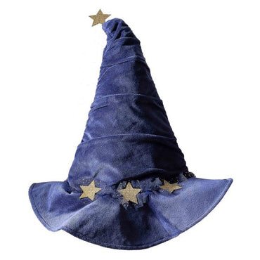 Fancy Dress Navy Velvet Wizard Hat