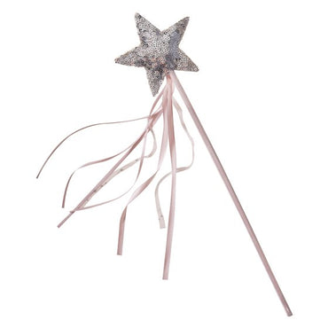 Fancy Dress Pink & Silver Sequin Star Fairy Wand