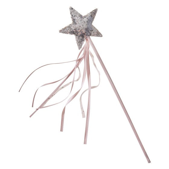 Fancy Dress Pink & Silver Sequin Star Fairy Wand
