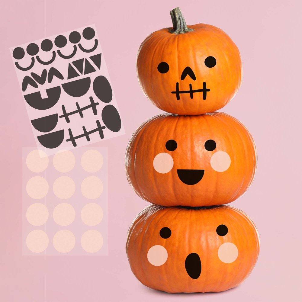 Happy Halloween Pumpkin Face Stickers 2pk