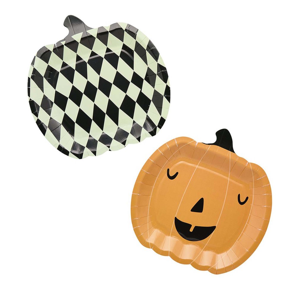 Retro Halloween Pumpkin Shape NPC Plate 8pk