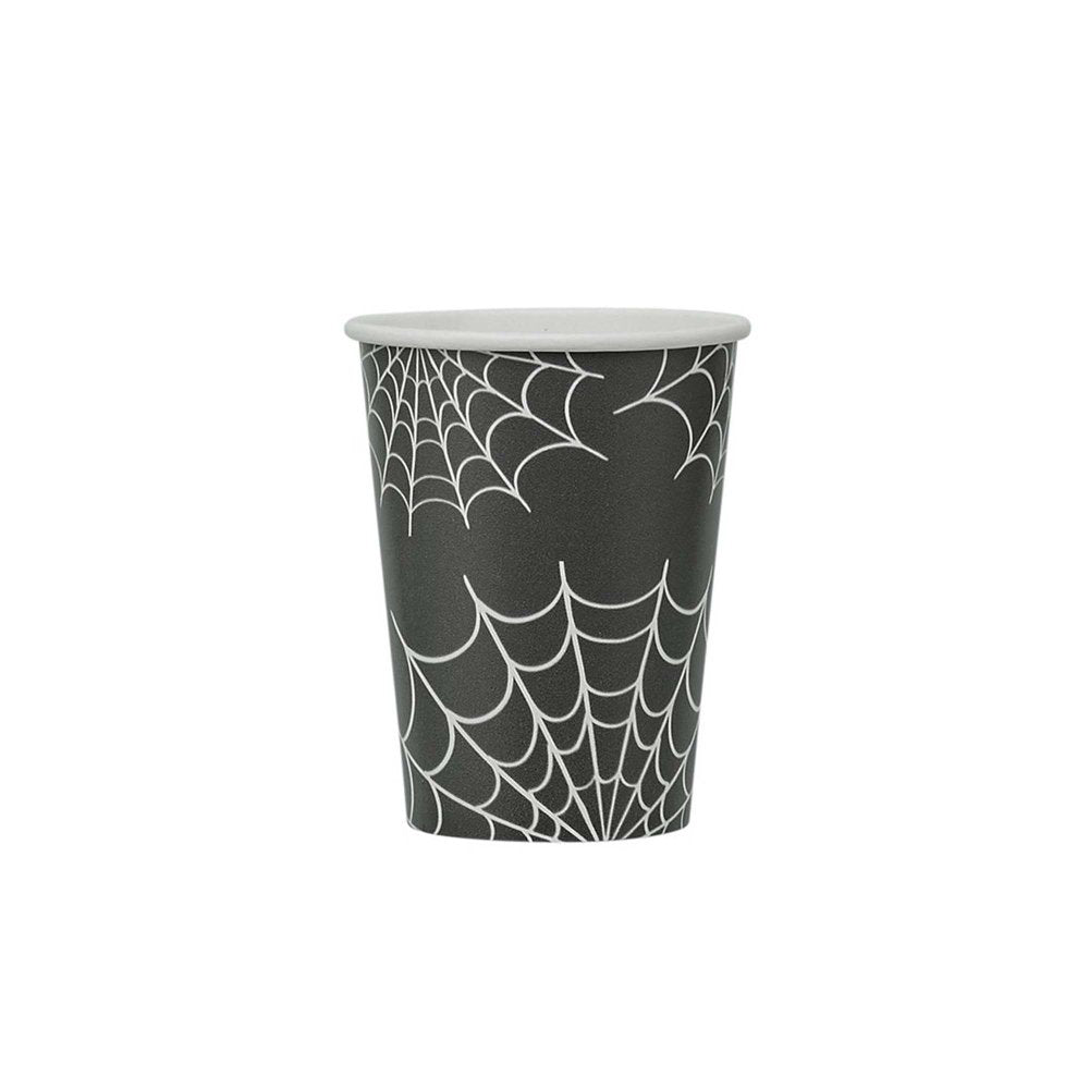 Retro Halloween Cobweb Paper Cups 266ml 8pk