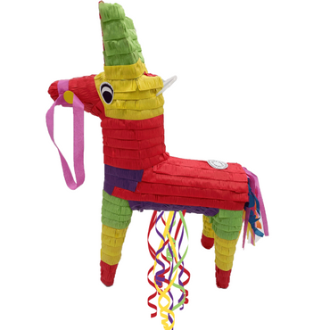 Rainbow Donkey 3D Shape Pull String Pinata 39cm x 57cm x 15cm Each