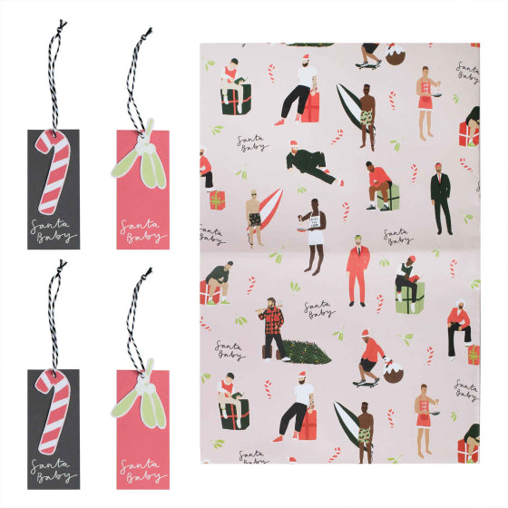 Merry & Bright Santa Baby Gift Wrapping Paper FSC 50cm x 70cm Each