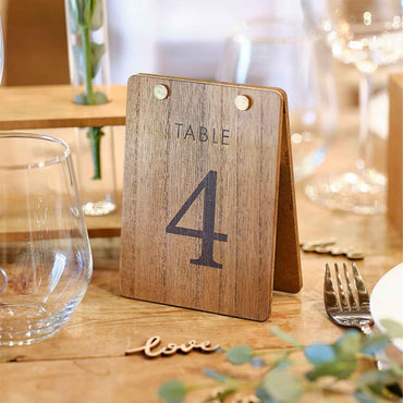 Rustic Romance Wooden Tent Table Numbers 13.6cm x 10cm 12pk