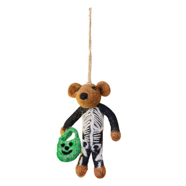 Pumpkin Spice Felt Skeleton Bear Hanging Tree Decoration