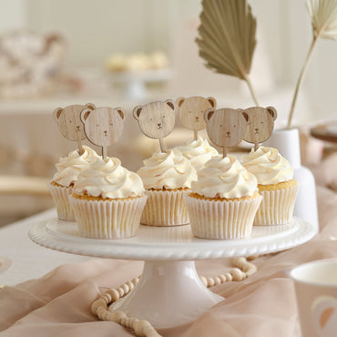 Teddy Bear Cupcake Toppers 6pk
