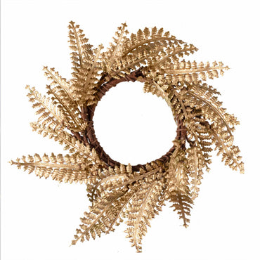 Velvet Luxe Gold Fern Wreath Christmas Table Napkin Rings 8cm 4pk