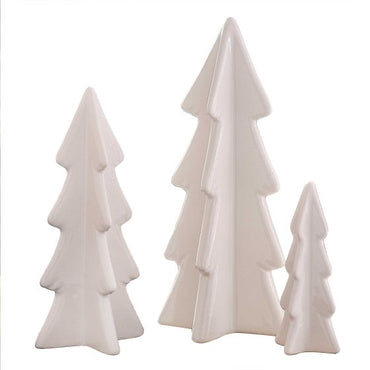 White Christmas Ceramic Christmas Tree Decorations 3pk