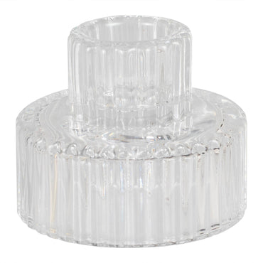 White Christmas Clear Glass Candle Holders 6.5cm x 5cm 2pk
