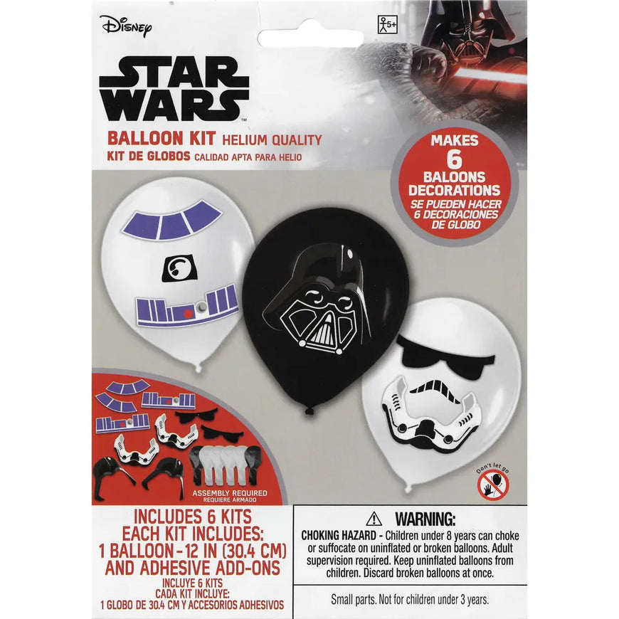 Star Wars Galaxy Latex Balloons & Paper Adhesive Add-Ons 30cm 6pk