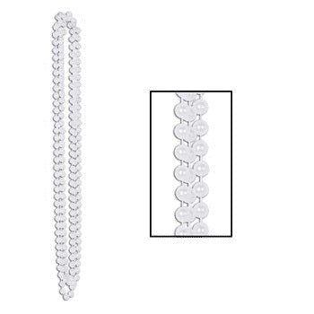 White Party Beads 12mm x 48in 3pk - Party Savers