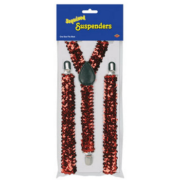 Red Sequined Suspenders Each - Party Savers