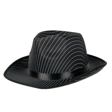Black Pinstripe Gangster Hat - Party Savers